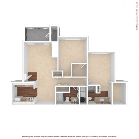 The Marina at Martha Lake Apartments 2x2 Unfurnished Floor Plan